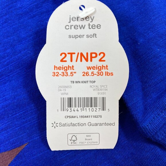 Wonder Nation Toddlers Blue Long-Sleeve Crew Neck T-Shirt Size 2T - Picture 5 of 5